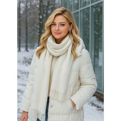 Women's Thick Shoulder Wrap Scarf with Self-Fringe