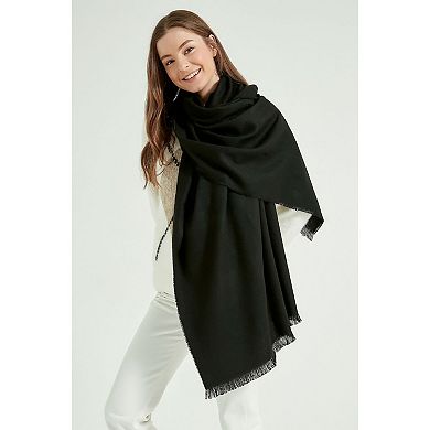 Women's Thick Shoulder Wrap Scarf with Self-Fringe