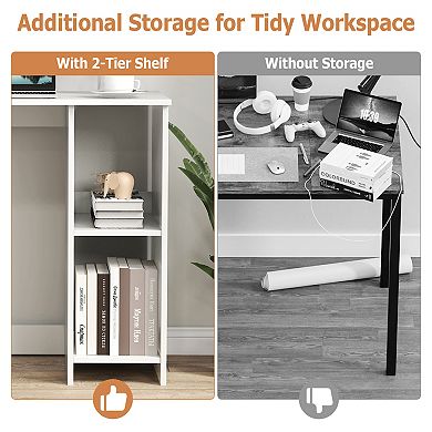 Costway 31.5" Computer Desk for Small Space Simple Style Workstation Desk with with Shelves White
