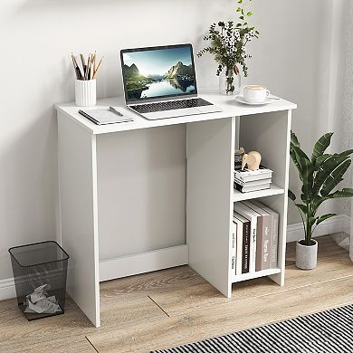Costway 31.5" Computer Desk for Small Space Simple Style Workstation Desk with with Shelves White
