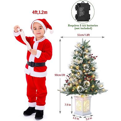 2PC 3ft Pre-lit Artificial Christmas Tree wiht Snowflake Base- 78 Warm LEDs,8 Lighting Modes