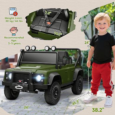 Qaba Kids Electric Car, Land Rover Licensed Off-Road Ride On Car