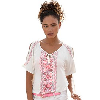 Lascana Women's Cold Shoulder Print Top