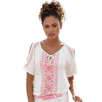 Lascana Women's Cold Shoulder Print Top