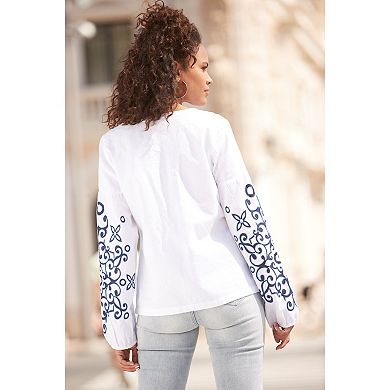 Lascana Women's Embroidered Long Sleeve Blouse