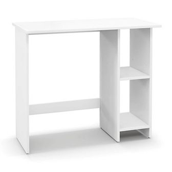 Costway Small Computer Desk with Storage Modern Writing Desk with Adjustable Shelf White