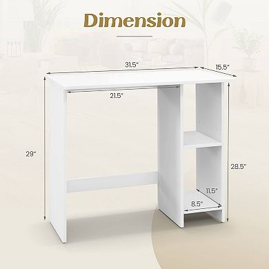 Costway Small Computer Desk with Storage Modern Writing Desk with Adjustable Shelf White