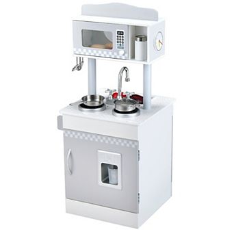 Costway Kids Kitchen PlaySet Pretend Wooden Play Kitchen with IceDispenser&Stovefor Toddler