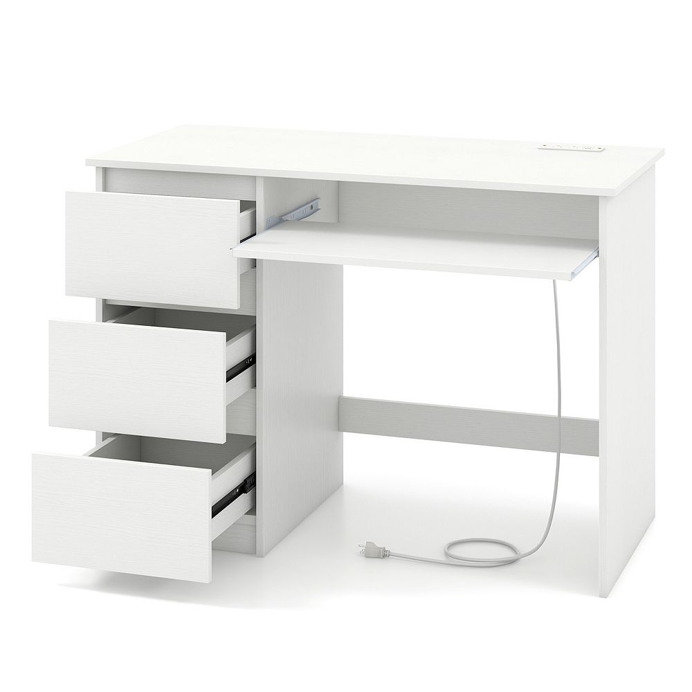 Costway Computer Desk with Built-in Charging Station USB Type-C Ports ...