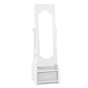 Costway Kids Jewelry Cabinet with Full-Length Mirror Drawer 2 Adjustable Tilt Angles