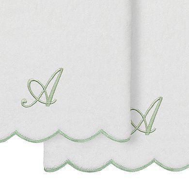 Linum Home Textiles Turkish Cotton Adornia Scallop 2-pc. Personalized Cursive Bath Towel Set