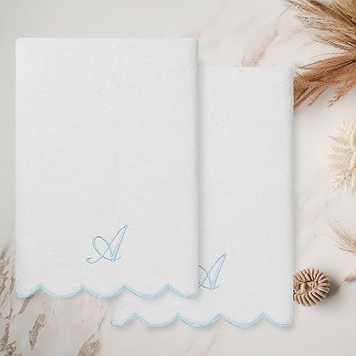 Linum Home Textiles Turkish Cotton Scallop 2-pc. Personalized Monogram Bath Towel Set