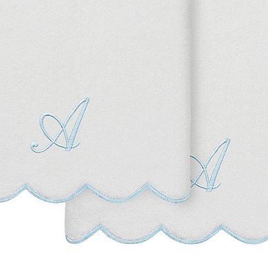 Linum Home Textiles Turkish Cotton Scallop 2-pc. Personalized Monogram Bath Towel Set