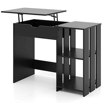 Costway Lift Top Computer Desk Standing Desk with Hidden Compartments Storage Shelves