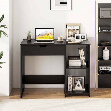 Costway Lift Top Computer Desk Standing Desk with Hidden Compartments Storage Shelves