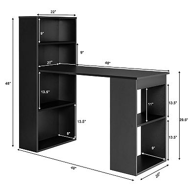 Costway Computer Desk Writing Workstation Office w/6-Tier Storage Shelves