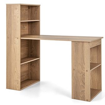Costway Computer Desk Writing Workstation Office w/6 tier Storage Shelves