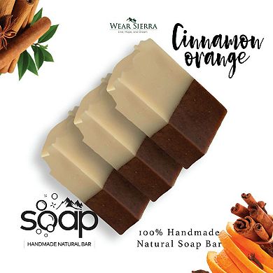 Handmade Cinnamon and Orange Bar 3 Pack Soap, Men & Women Natural Soap