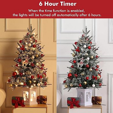 3ft LED Xmas Christmas Tree - 78 Lights, Snowman Base, Fiber Optic, 8 Modes