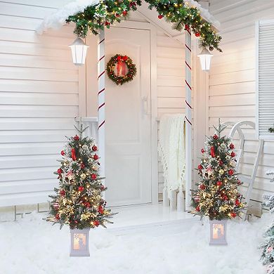 3ft LED Xmas Christmas Tree - 78 Lights, Snowman Base, Fiber Optic, 8 Modes