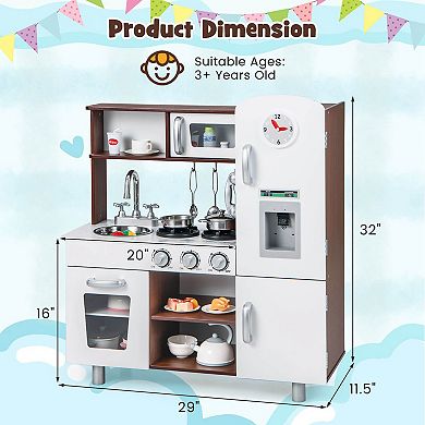 Costway Kids Kitchen Playset Pretend Play Kitchen Toy with Realistic Sounds & Lights