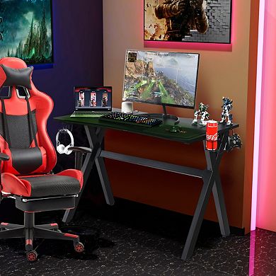 Costway Gaming Desk Computer Desk Table w/Cup Holder Headphone Hook Gamer Workstation