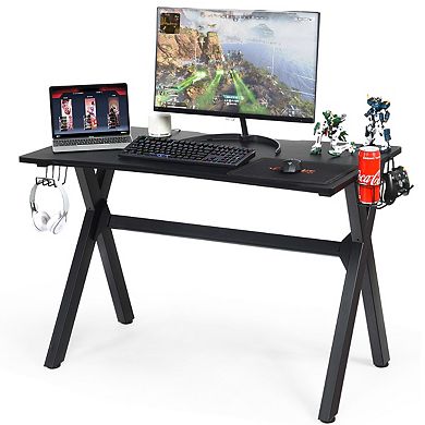 Costway Gaming Desk Computer Desk Table w/Cup Holder Headphone Hook Gamer Workstation