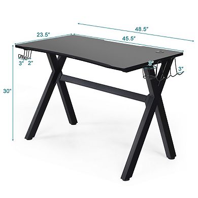 Costway Gaming Desk Computer Desk Table w/Cup Holder Headphone Hook Gamer Workstation
