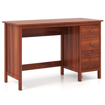 Costway 48" Home Office Desk with 3 Drawers Computer Desk PC Laptop Workstation Brown