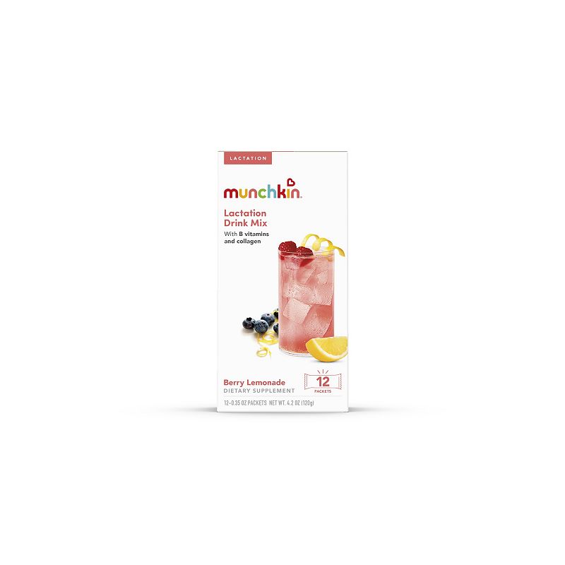 Munchkin Lactation Drink Mix Dietary Supplement Powder for Breastfeeding Mom - Berry Lemonade - 12ct