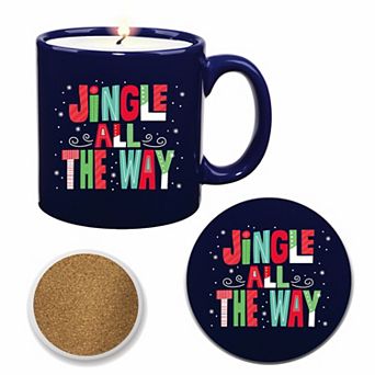 COURTSIDE MARKET Jingle All The Way Hot Cocoa Candle Mug & Coaster Set