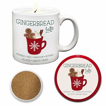 COURTSIDE MARKET Gingerbread Latte Peppermint Candle Mug & Coaster Set