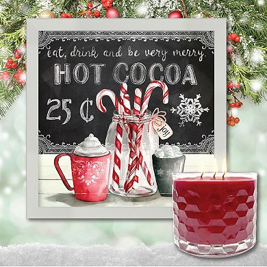 COURTSIDE MARKET Candy Cane Peppermint Framed Artboard & Candle Set of 3 Candle