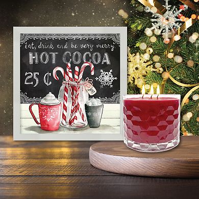COURTSIDE MARKET Candy Cane Peppermint Framed Artboard & Candle Set of 3 Candle