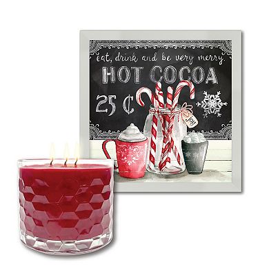 COURTSIDE MARKET Candy Cane Peppermint Framed Artboard & Candle Set of 3 Candle