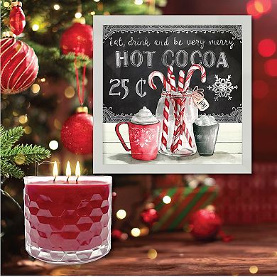 COURTSIDE MARKET Candy Cane Peppermint Framed Artboard & Candle Set of 3 Candle