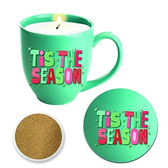 COURTSIDE MARKET Festive II Hot Cocoa Candle Mug & Coaster Set