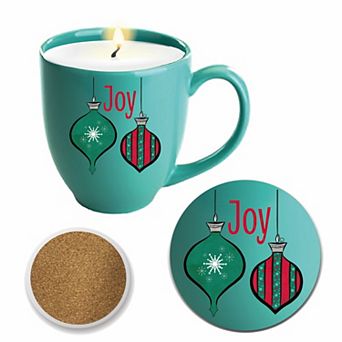 COURTSIDE MARKET Holly Jolly Snickerdoodle Candle Mug & Coaster Set