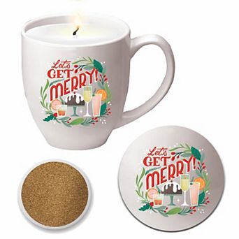 COURTSIDE MARKET Festive III Brown Sugar Candle Mug & Coaster Set