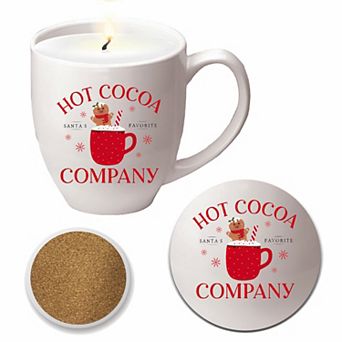 COURTSIDE MARKET Mrs. Claus Cocoa Peppermint Candle Mug & Coaster Set