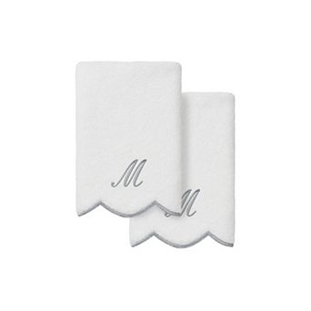 Linum Home Textiles Adornia Gray Scallop 2 pc Cotton Personalized Towel Set