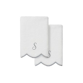 Linum Home Textiles Adornia Gray Scallop 2 pc Cotton Personalized Towel Set