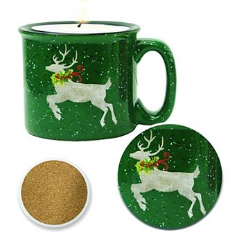 COURTSIDE MARKET Nature Buck Peppermint Candle Mug & Coaster Set