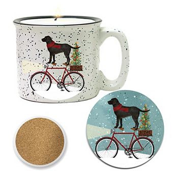 COURTSIDE MARKET Lab On Bike Snickerdoodle Candle Mug & Coaster Set