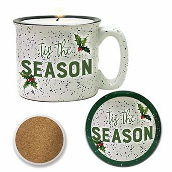 COURTSIDE MARKET Tis The Season Brown Sugar Candle Mug & Coaster Set