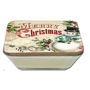 COURTSIDE MARKET Christmas Snowman Brown Sugar Vanilla Artboard Lid Candle