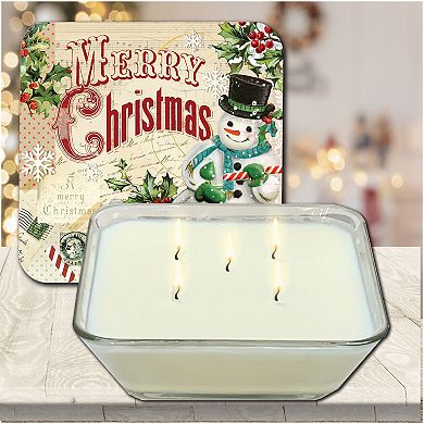 COURTSIDE MARKET Christmas Snowman Brown Sugar Vanilla Artboard Lid Candle