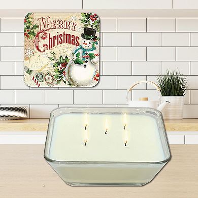 COURTSIDE MARKET Christmas Snowman Brown Sugar Vanilla Artboard Lid Candle