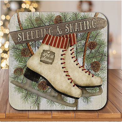 COURTSIDE MARKET Ice Skates Evergreen Artboard Lid Candle