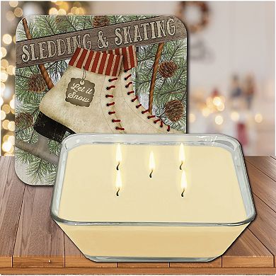 COURTSIDE MARKET Ice Skates Evergreen Artboard Lid Candle